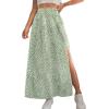 imageAvanova Women Boho Floral Slit Maxi Skirt Split Thigh High Waisted Long Sexy SkirtFloral Green