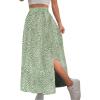 imageAvanova Women Boho Floral Slit Maxi Skirt Split Thigh High Waisted Long Sexy SkirtFloral Green