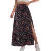 imageAvanova Women Boho Floral Slit Maxi Skirt Split Thigh High Waisted Long Sexy SkirtFloral Red