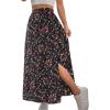 imageAvanova Women Boho Floral Slit Maxi Skirt Split Thigh High Waisted Long Sexy SkirtFloral Red