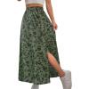 imageAvanova Women Boho Floral Slit Maxi Skirt Split Thigh High Waisted Long Sexy SkirtGreen Floral