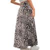 imageAvanova Women Boho Floral Slit Maxi Skirt Split Thigh High Waisted Long Sexy SkirtKhaki Leopard