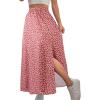 imageAvanova Women Boho Floral Slit Maxi Skirt Split Thigh High Waisted Long Sexy SkirtRed Floral