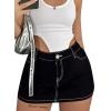 imageAvanova Women Denim Mini Skirt Jean Skort Sexy High Waisted Asymmetrical Stretch Short SkirtsBlack
