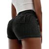 imageAvanova Women Denim Mini Skirt Jean Skort Sexy High Waisted Asymmetrical Stretch Short SkirtsBlack D