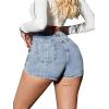imageAvanova Women Denim Mini Skirt Jean Skort Sexy High Waisted Asymmetrical Stretch Short SkirtsBlue