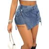 imageAvanova Women Denim Mini Skirt Jean Skort Sexy High Waisted Asymmetrical Stretch Short SkirtsBlue Cargo