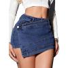 imageAvanova Women Denim Mini Skirt Jean Skort Sexy High Waisted Asymmetrical Stretch Short SkirtsBlue E