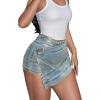 imageAvanova Women Denim Mini Skirt Jean Skort Sexy High Waisted Asymmetrical Stretch Short SkirtsBlue Gold