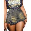 imageAvanova Women Denim Mini Skirt Jean Skort Sexy High Waisted Asymmetrical Stretch Short SkirtsGrey