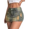imageAvanova Women Denim Mini Skirt Jean Skort Sexy High Waisted Asymmetrical Stretch Short SkirtsGrey Blue
