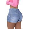 imageAvanova Women Denim Mini Skirt Jean Skort Sexy High Waisted Asymmetrical Stretch Short SkirtsLight Blue