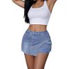 imageAvanova Women Denim Mini Skirt Jean Skort Sexy High Waisted Asymmetrical Stretch Short SkirtsLight Blue