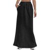 imageAvanova Women High Waisted Mermaid Skirt Drawstring Pocket Maxi Long SkirtBlack