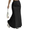 imageAvanova Women High Waisted Mermaid Skirt Drawstring Pocket Maxi Long SkirtBlack