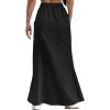 imageAvanova Women High Waisted Mermaid Skirt Drawstring Pocket Maxi Long SkirtBlack