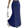 imageAvanova Women High Waisted Mermaid Skirt Drawstring Pocket Maxi Long SkirtBlue