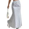 imageAvanova Women High Waisted Mermaid Skirt Drawstring Pocket Maxi Long SkirtGrey