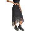 imageAvanova Women Mesh Asymmetrical Mermaid Midi Skirt High Waist Fishtail Long SkirtBlack