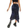 imageAvanova Women Mesh Asymmetrical Mermaid Midi Skirt High Waist Fishtail Long SkirtBlack Blue