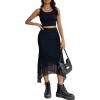 imageAvanova Women Mesh Asymmetrical Mermaid Midi Skirt High Waist Fishtail Long SkirtBlack a