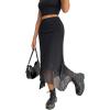 imageAvanova Women Mesh Asymmetrical Mermaid Midi Skirt High Waist Fishtail Long SkirtBlack a