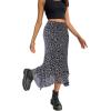 imageAvanova Women Mesh Asymmetrical Mermaid Midi Skirt High Waist Fishtail Long SkirtFloral Black