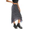 imageAvanova Women Mesh Asymmetrical Mermaid Midi Skirt High Waist Fishtail Long SkirtFloral Black