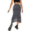 imageAvanova Women Mesh Asymmetrical Mermaid Midi Skirt High Waist Fishtail Long SkirtFloral Black