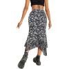 imageAvanova Women Mesh Asymmetrical Mermaid Midi Skirt High Waist Fishtail Long SkirtFloral Black C