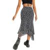 imageAvanova Women Mesh Asymmetrical Mermaid Midi Skirt High Waist Fishtail Long SkirtFloral Black D