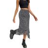 imageAvanova Women Mesh Asymmetrical Mermaid Midi Skirt High Waist Fishtail Long SkirtFloral Black D