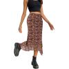 imageAvanova Women Mesh Asymmetrical Mermaid Midi Skirt High Waist Fishtail Long SkirtFloral Brown