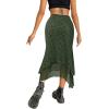 imageAvanova Women Mesh Asymmetrical Mermaid Midi Skirt High Waist Fishtail Long SkirtFloral Green B