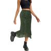 imageAvanova Women Mesh Asymmetrical Mermaid Midi Skirt High Waist Fishtail Long SkirtFloral Green B