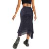 imageAvanova Women Mesh Asymmetrical Mermaid Midi Skirt High Waist Fishtail Long SkirtFloral Purple