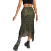 imageAvanova Women Mesh Asymmetrical Mermaid Midi Skirt High Waist Fishtail Long SkirtGreen Flower 12