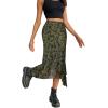imageAvanova Women Mesh Asymmetrical Mermaid Midi Skirt High Waist Fishtail Long SkirtGreen Flower