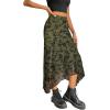 imageAvanova Women Mesh Asymmetrical Mermaid Midi Skirt High Waist Fishtail Long SkirtGreen Flower
