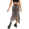 imageAvanova Women Mesh Asymmetrical Mermaid Midi Skirt High Waist Fishtail Long SkirtKhaki Leopard