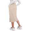 imageAvanova Women Slit Midi Skirt High Waisted Split Summer Casual Drawstring Pockets Sweat SkirtBeige