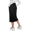imageAvanova Women Slit Midi Skirt High Waisted Split Summer Casual Drawstring Pockets Sweat SkirtBlack