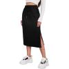 imageAvanova Women Slit Midi Skirt High Waisted Split Summer Casual Drawstring Pockets Sweat SkirtBlack