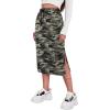 imageAvanova Women Slit Midi Skirt High Waisted Split Summer Casual Drawstring Pockets Sweat SkirtCamo Green