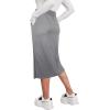imageAvanova Women Slit Midi Skirt High Waisted Split Summer Casual Drawstring Pockets Sweat SkirtGrey
