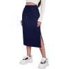 imageAvanova Women Slit Midi Skirt High Waisted Split Summer Casual Drawstring Pockets Sweat SkirtNavy