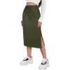imageAvanova Women Slit Midi Skirt High Waisted Split Summer Casual Drawstring Pockets Sweat SkirtOlive Green