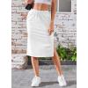 imageAvanova Women Slit Midi Skirt High Waisted Split Summer Casual Drawstring Pockets Sweat SkirtWhite