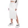 imageAvanova Women Slit Midi Skirt High Waisted Split Summer Casual Drawstring Pockets Sweat SkirtWhite