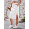 imageAvanova Women Slit Midi Skirt High Waisted Split Summer Casual Drawstring Pockets Sweat SkirtWhite